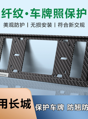 适用长城C20R风骏3567赛弗M1新能源碳纤纹双层蓝牌车牌保护框架