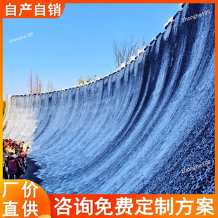 定制不锈钢框架大型人工瀑布商用潮汐循环水系统酒店商场网红打卡