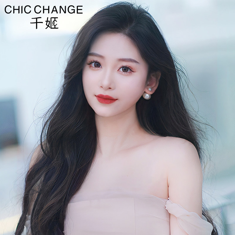 千姬假发女长卷发夏蕾丝大波浪全头套式自然真发全真人发丝假发套