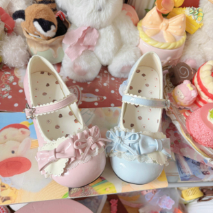 芙语心结新款上市合成革镰仓高校装饰系漆皮蕾丝花边lo鞋玛丽珍鞋