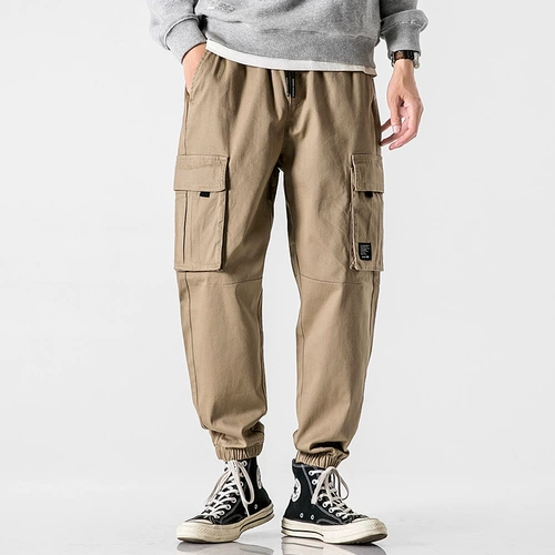 Осенние хлопковые хаки штаны для отдыха, в американском стиле, свободный крой