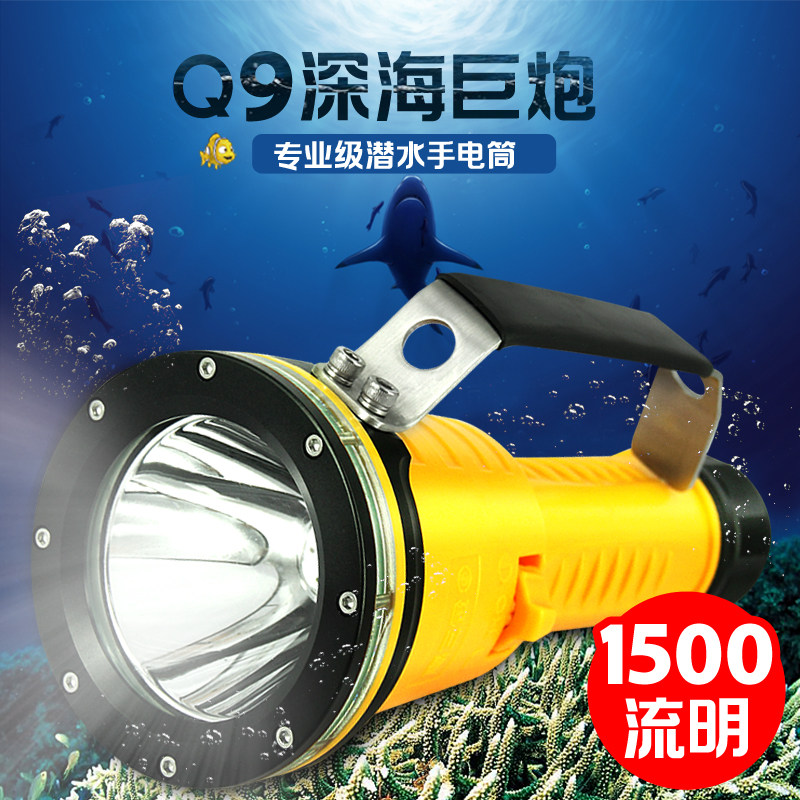 金三赢Q9专业摄影灯潜水手电筒水下超亮强光户外防水充电远射赶海