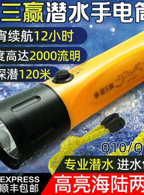 金三赢Q10L专业潜水手电筒户外防水LED强光充电水下夜潜照明灯