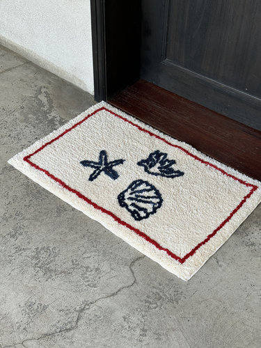 ARISUSPACE海星与贝壳法式簇绒地毯家用卫生间防滑垫卧室垫子房间