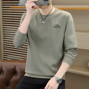 轻奢圆领卫衣男士 新款 欧版 春秋季 简约潮流打底衫 青年休闲百搭长袖