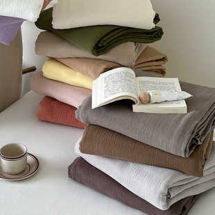 A类全棉双层皱皱纱床单素色纯棉单双人纱布床单柔软透气被单加厚