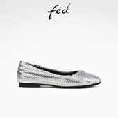 春季 通勤鞋 新款 fed银色平底鞋 女鞋 一脚蹬休闲单鞋 女S0227 ZFB321