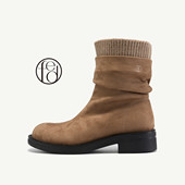 fed毛线口舒适短靴春秋单靴百搭简约女靴粗跟低跟休闲弹力靴靴女