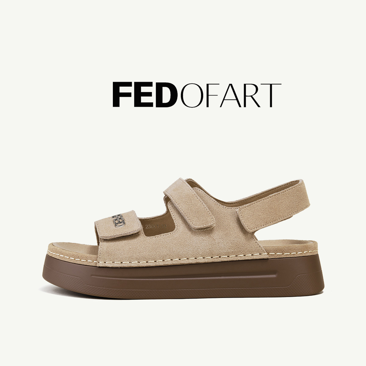 fed真皮牛皮女凉鞋26夏季新款超轻厚底运动休闲户外沙滩勃肯凉鞋