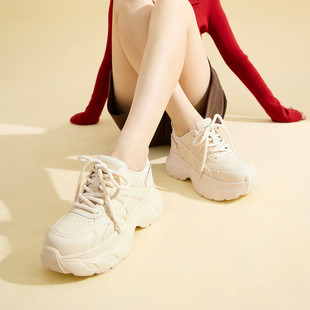 百搭老爹鞋 松糕厚底休闲运动鞋 女 秋季 fed超轻增高厚底羊皮垫女鞋