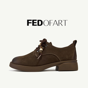 户外乐福鞋 厚底粗跟串珠系带单鞋 牛津鞋 工装 女 fed女鞋 鞋 秋季