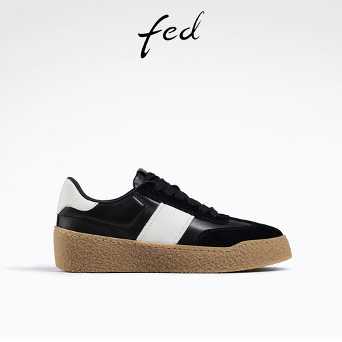 fed黑色德训鞋春季新款女鞋软底轻便休闲鞋运动鞋女款D0306-YA605