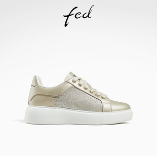 女D0110 fed秋季 板鞋 女真皮小白鞋 YA183 百搭平底厚底休闲运动鞋