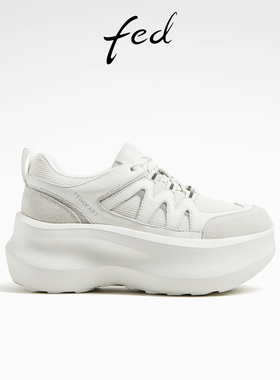 fed厚底老爹鞋秋季新款女鞋白色松糕鞋网面休闲鞋女D0914-ZCA230