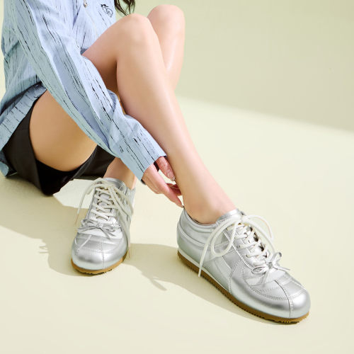 fed【经典新绎】春秋季女鞋内增高平底休闲运动德训鞋小白鞋女