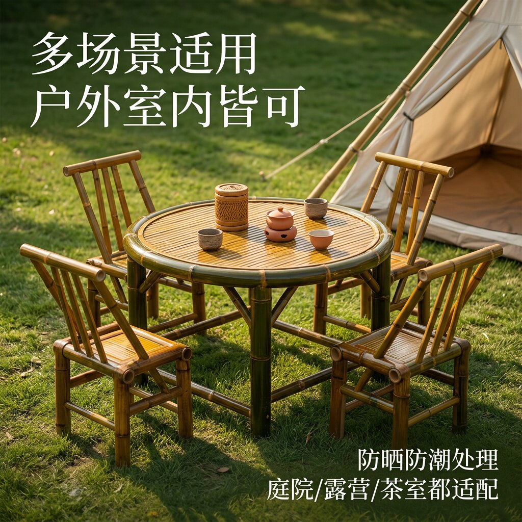 竹桌椅竹桌子椅子竹桌子户外桌椅民宿景区火锅店饭店餐桌竹制桌椅
