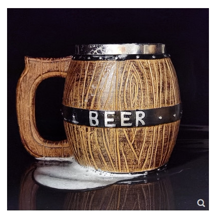 仿真木桶啤酒杯德国金属酒杯精酿扎啤杯创意复古大号KTV酒吧杯子