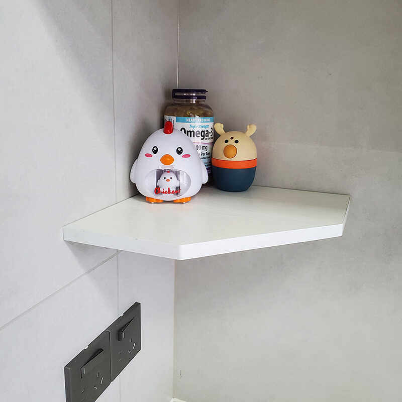 置物架免打孔转角壁挂墙角上拐角木质三角防水直角收纳扇形隔板