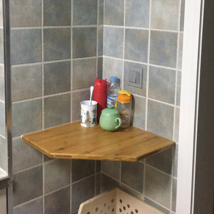 转角免打孔实木质厨房置物架包邮