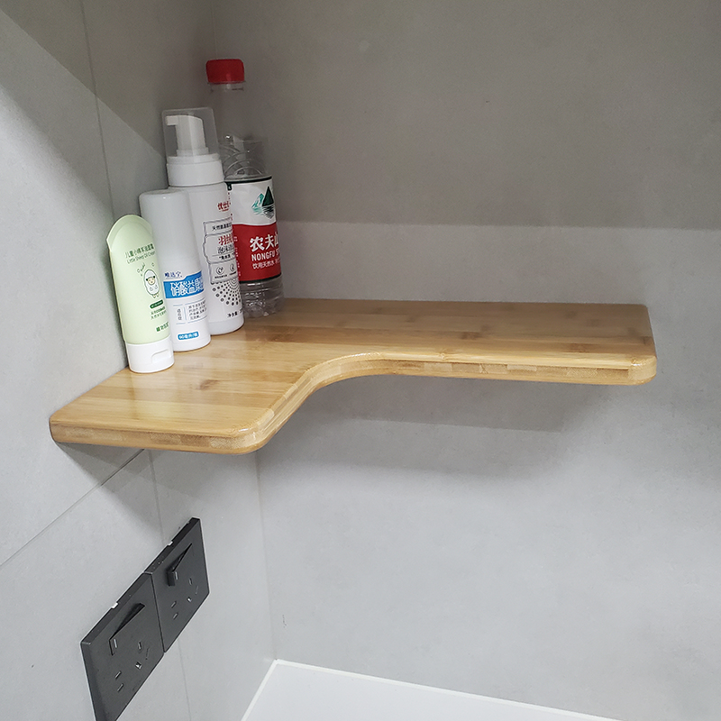 隔板墙上拐角落置物架实木北欧