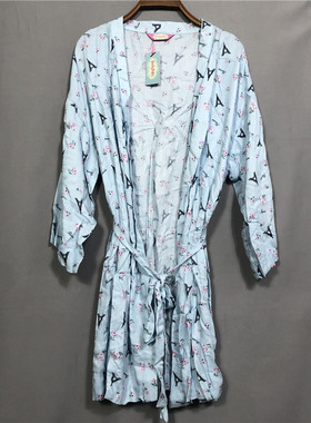 衣恋旗下body pops 两色柔软碎花浴袍睡袍BCGN812A11