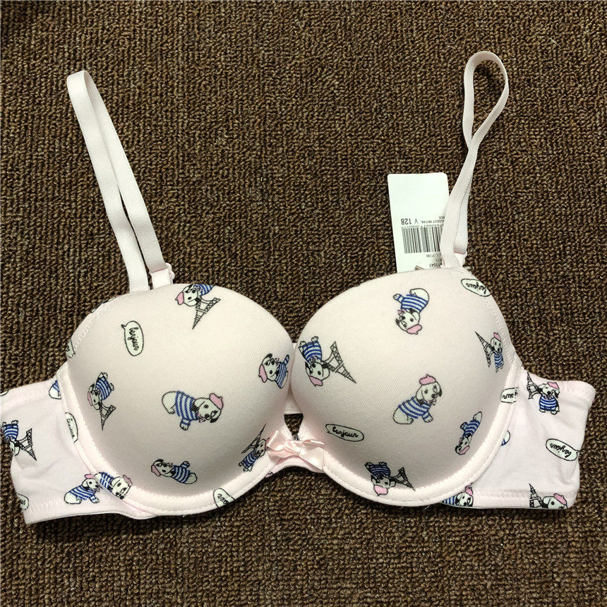 衣恋旗下body pops 清仓粉色有钢圈少女风卡通印花内衣br811s41