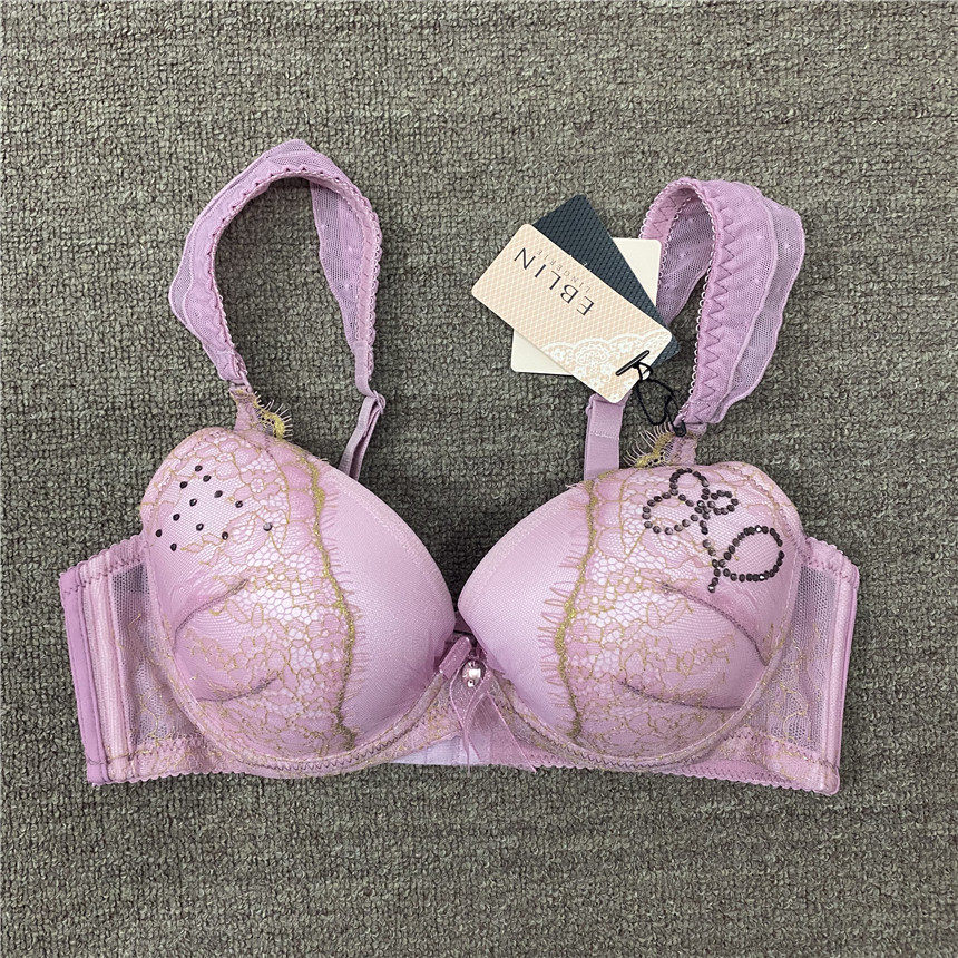 衣恋旗下eblin薰衣草色aa8/016时尚绣花典雅聚拢文胸ecbr622s21