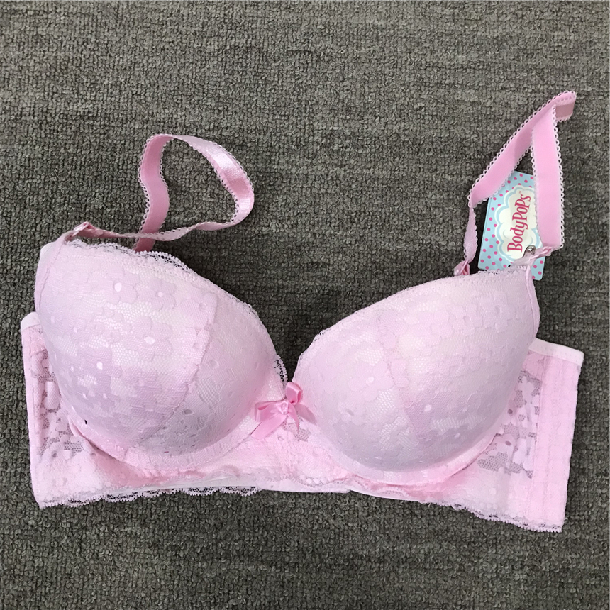 衣恋旗下body pops浅粉红V27蕾丝少女侧收聚拢文胸BCBR5A3H11