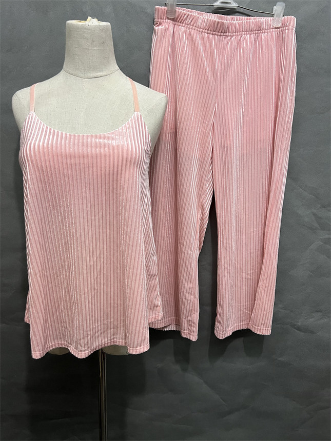 衣恋旗下body pops桃红色P21家居睡袍上下分体女士套装BCFL849A21
