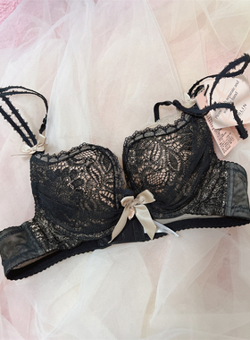 衣恋旗下EBLIN黑色S48精致刺绣U杯性感有钢圈女士文胸ECBR4AVR41