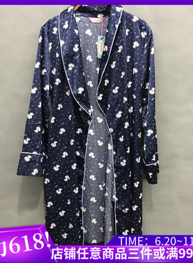 衣恋旗下body pops 藏青026卡通印花舒适手感睡袍BCGN838A21