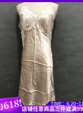 衣恋旗下EBLIN正品性感蝴蝶结舒适032 桑蚕丝吊带睡裙ECFL8110A1
