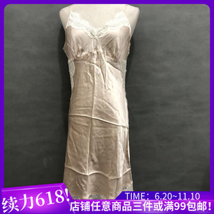 衣恋旗下EBLIN正品性感蝴蝶结舒适032 桑蚕丝吊带睡裙ECFL8110A1
