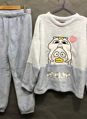 body pops 浅蓝J10秋冬珊瑚绒可爱卡通女士家居服套装BCPPB4TD21