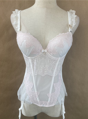 衣恋旗下EBLIN 象牙白S59性感蕾丝刺绣女士塑身衣 ECBR835053