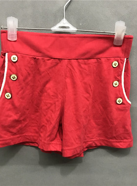 衣恋旗下body pops 红色047棉质侧袋时尚俏皮春夏女士休闲裤