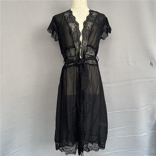 正品黑色蕾丝性感美背女性睡衣