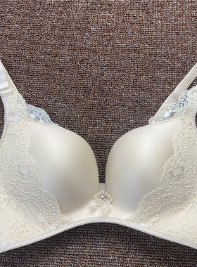 衣恋旗下EBLIN 两色蕾丝网纱舒适聚拢无钢圈女性文胸ECBR812N11