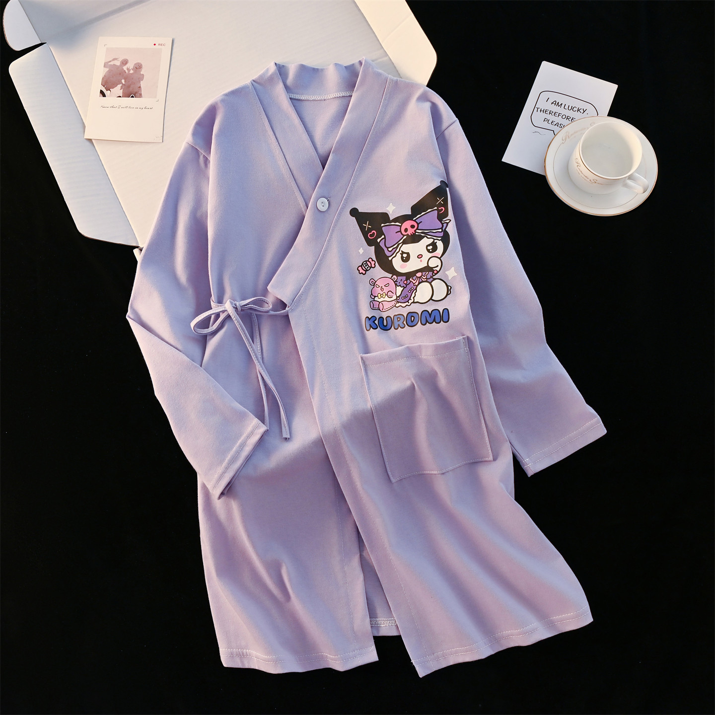 儿童浴袍女童春秋薄款长袖中大童日式和服浴衣2025新款亲子家居服