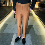 时尚免烫西裤男士韩版修身小脚裤商务休闲西裤长裤灰色K888-P75，男装西裤，电商C308