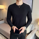 男士双面德绒长袖圆领打底衫韩版修身帅气套头内搭灰色C68001-P40，男装T恤，电商C308