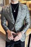 潮男痞帅个性腰果花小西装英伦韩版修身男士休闲西服X947-P155，男装西服，电商C308