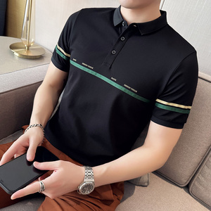夏季男士休闲polo衫t恤 潮流修身翻领半袖polo衫杏色C60008-P58图片