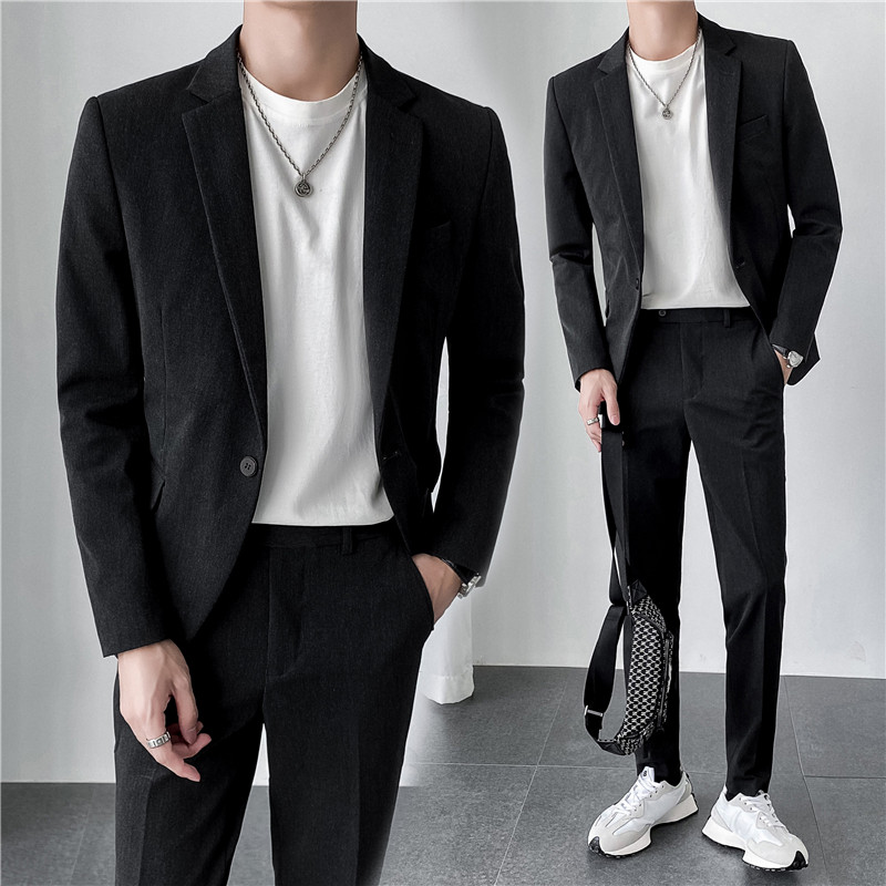 ins轻熟风秋冬韩版修身男士休闲西服纯色西服套装LJT830-P205,男装西服套装,电商C308