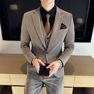 春季新款 英伦韩版修身男士休闲纯色商务西服三件套SJT900-P265图片