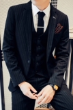 20秋冬款英伦韩版修身男士条纹西服三件套装TZ138-P295，男装西服，电商C308