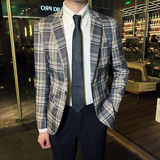 秋冬款英伦韩版修身男士商务休闲单排扣西服外套灰色X09-P155，男装西服，电商C308