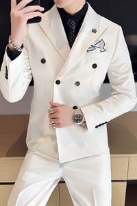 春季 英伦韩版修身纯色双排扣时尚休闲男士西服外套 X891-P155图片
