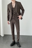 ins轻熟风秋冬韩版修身男士格子西服三件套装SJT956-特P260，男装西服，电商C308