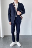 轻熟风ins韩版修身双排扣纯色西服套装男士外套LJT830A-P220，男装西服套装，电商C308